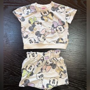 Disney Jr Minnie Matching Short Sleeve & Shorts Set Size 3T